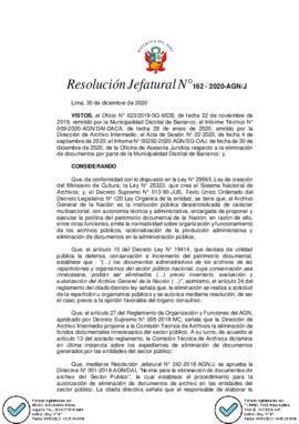 Resolución Jefatural N° 162-2020-AGN/J
