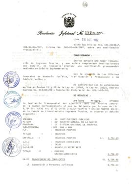 Resolución Jefatural N° 189-1992/AGN/J