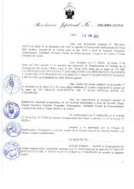 Resolución Jefatural N° 185-2004-AGN/J