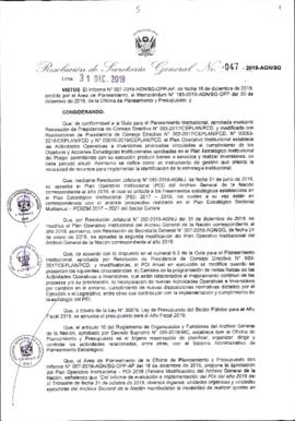 Resolución de Secretaría General N° 047-2019-AGN/SG