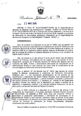 Resolución Jefatural N° 095-2019-AGN/J