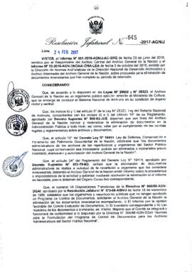 Resolución Jefatural N° 045-2017-AGN/J