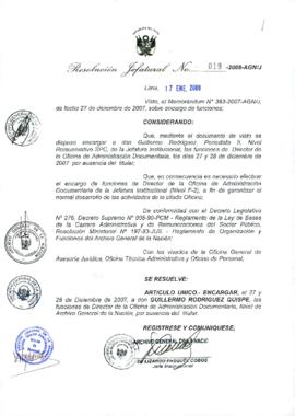 Resolución Jefatural N° 019-2008-AGN/J