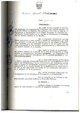 Resolución Jefatural N° 046-1985/AGN/J
