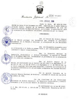 Resolución Jefatural N° 224-1998/AGN/J