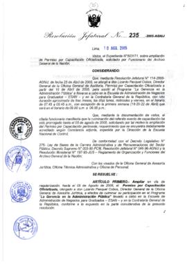 Resolución Jefatural N° 235-2005-AGN/J