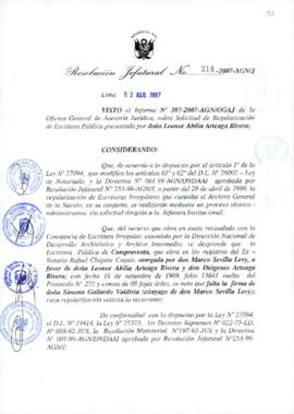 Resolución Jefatural N° 318-2007-AGN/J