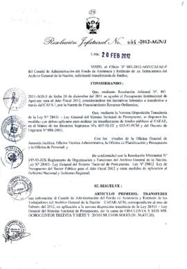 Resolución Jefatural N° 054-2012-AGN/J