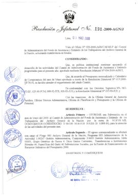 Resolución Jefatural N° 191-2000/AGN/J