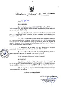 Resolución Jefatural N° 014-2011-AGN/J