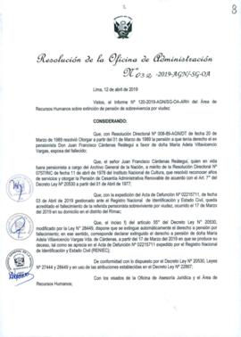 Resolución de la Oficina de Administración N° 032-2019-AGN/SG-OA