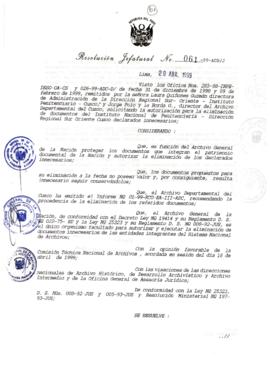 Resolución Jefatural N° 061-1999/AGN/J