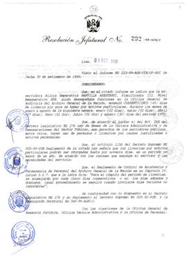 Resolución Jefatural N° 292-1999/AGN/J