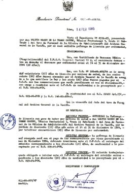 Resolución Directoral N° 11-85-AGN/OA