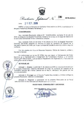 Resolución Jefatural N° 200-2019-AGN/J