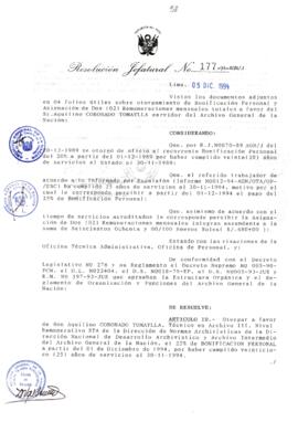 Resolución Jefatural N° 177-1994/AGN/J