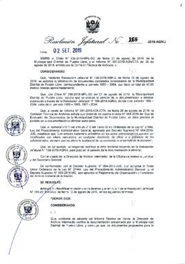 Resolución Jefatural N° 168-2019-AGN/J