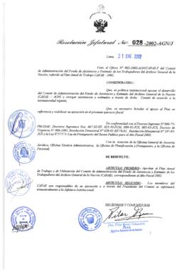 Resolución Jefatural N° 028-2002/AGN/J