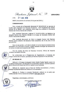 Resolución Jefatural N° 127-2019-AGN/J