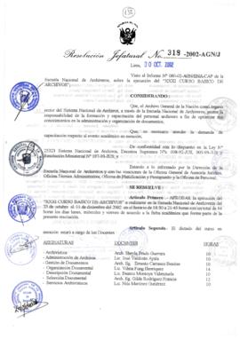 Resolución Jefatural N° 318-2002/AGN/J