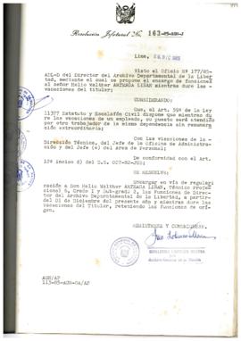 Resolución Jefatural N° 163-1985/AGN/J