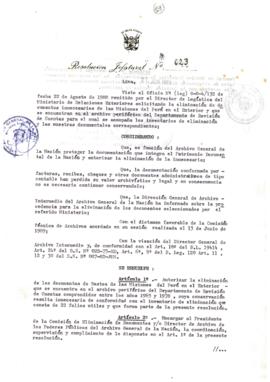 Resolución Jefatural N° 023-1989/AGN/J