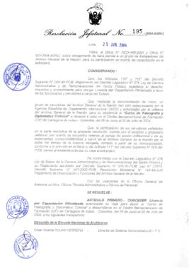 Resolución Jefatural N° 195-2004-AGN/J