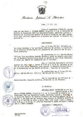 Resolución Jefatural N° 070-1992/AGN/J