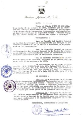 Resolución Jefatural N° 217-1988/AGN/J