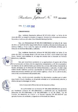 Resolución Jefatural N° 111-2012-AGN/J