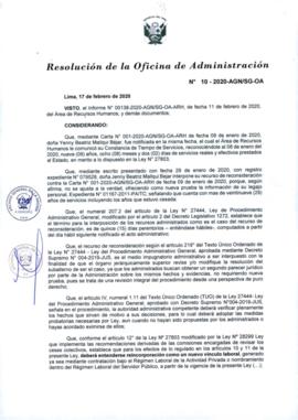 Resolución de la Oficina de Administración N° 010-2020-AGN/SG-OA