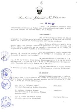 Resolución Jefatural N° 075-1997/AGN/J