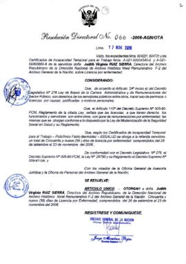 Resolución Directoral N° 066-2006-AGN/OTA