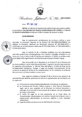 Resolución Jefatural N° 342-2012-AGN/J