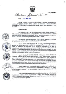 Resolución Jefatural N° 367-2013-AGN/J