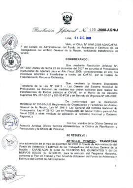Resolución Jefatural N° 499-2008-AGN/J