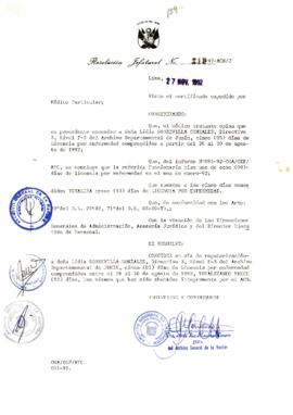 Resolución Jefatural N° 219-1992/AGN/J