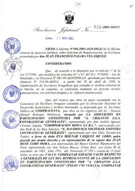 Resolución Jefatural N° 133-2003-AGN/J
