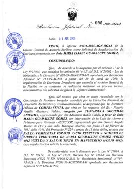 Resolución Jefatural N° 096-2005-AGN/J