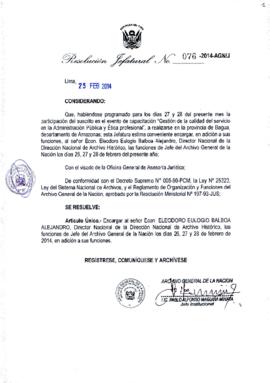 Resolución Jefatural N° 076-2014-AGN/J