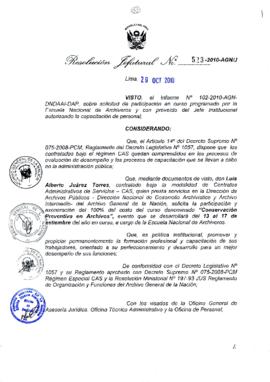 Resolución Jefatural N° 523-2010-AGN/J