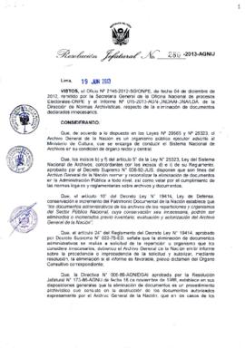 Resolución Jefatural N° 280-2013-AGN/J