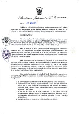 Resolución Jefatural N° 022-2014-AGN/J