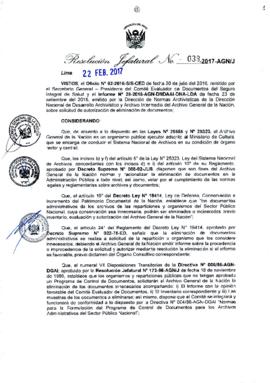 Resolución Jefatural N° 038-2017-AGN/J