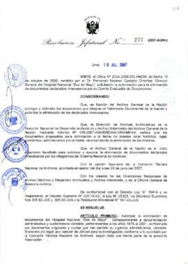 Resolución Jefatural N° 273-2007-AGN/J