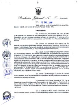 Resolución Jefatural N° 005-2016-AGN/J