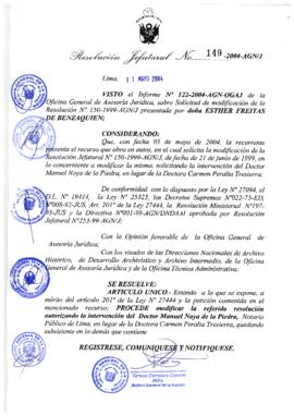 Resolución Jefatural N° 149-2004-AGN/J