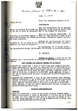 Resolución Jefatural N° 082-1985/AGN/J