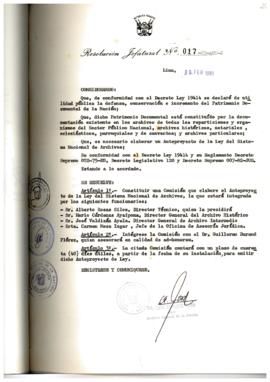 Resolución Jefatural N° 017-1985/AGN/J