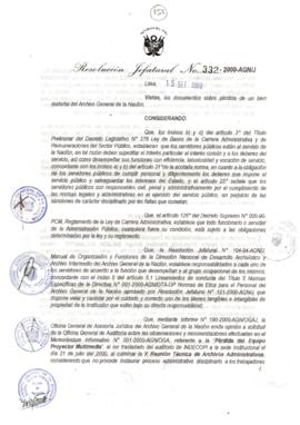 Resolución Jefatural N° 332-2000/AGN/J